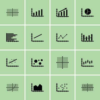 Grafikler, diyagramlar ve istatistik simgeler kümesi. Premium Kalite simgesi derleme. Simgeler, Web, uygulama ve kullanıcı arabirimi tasarımı için kullanılabilir. Vektör çizim, Eps10.