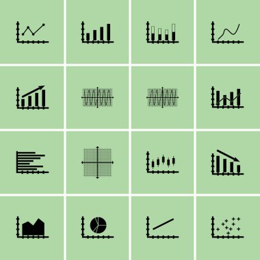 Grafikler, diyagramlar ve istatistik simgeler kümesi. Premium Kalite simgesi derleme. Simgeler, Web, uygulama ve kullanıcı arabirimi tasarımı için kullanılabilir. Vektör çizim, Eps10.
