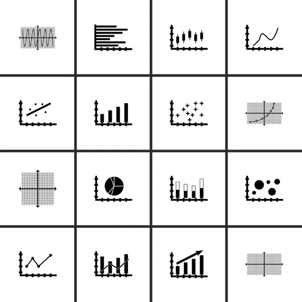 Zestaw wykresów, diagramów i statystyki ikony. Kolekcja Symbol jakości premium. Ikony mogą służyć dla sieci Web, aplikacji i projektowania interfejsu użytkownika. Ilustracja wektorowa, Eps10. — Wektor stockowy