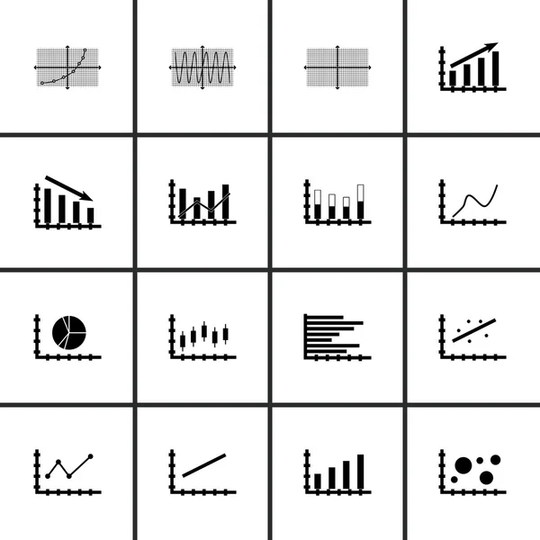 Zestaw wykresów, diagramów i statystyki ikony. Kolekcja Symbol jakości premium. Ikony mogą służyć dla sieci Web, aplikacji i projektowania interfejsu użytkownika. Ilustracja wektorowa, Eps10. — Wektor stockowy