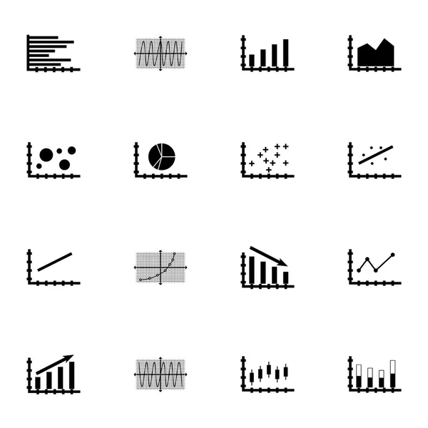 Grafikonok, diagramok és statisztikák ikonok beállítása. Prémium minőségű szimbólum gyűjtemény. Ikonok lehet használni a Web-, alkalmazás- és Ui Design. Vektoros illusztráció, Eps10. — Stock Vector