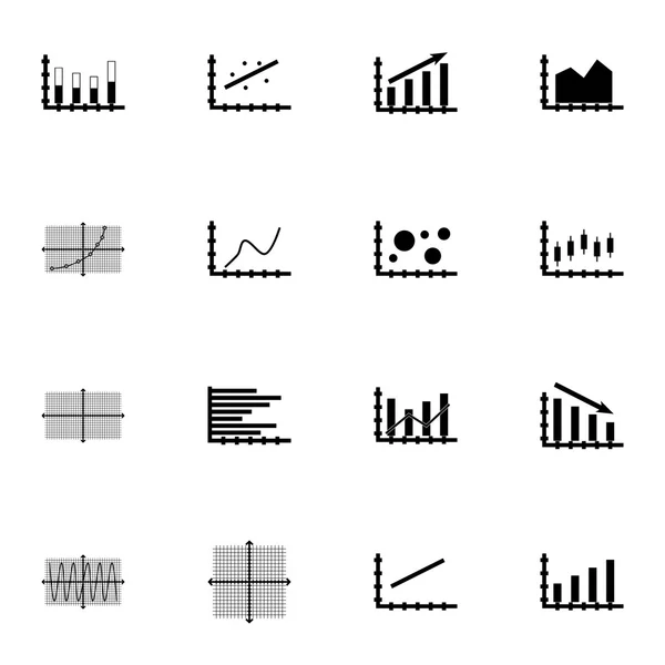 Grafikonok, diagramok és statisztikák ikonok beállítása. Prémium minőségű szimbólum gyűjtemény. Ikonok lehet használni a Web-, alkalmazás- és Ui Design. Vektoros illusztráció, Eps10. — Stock Vector