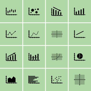 Grafikler, diyagramlar ve istatistik simgeler kümesi. Premium Kalite simgesi derleme. Simgeler, Web, uygulama ve kullanıcı arabirimi tasarımı için kullanılabilir. Vektör çizim, Eps10.