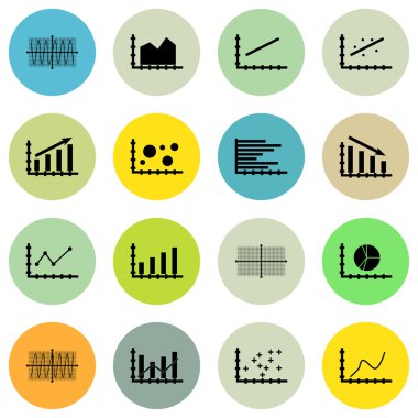 Grafikler, diyagramlar ve istatistik simgeler kümesi. Premium Kalite simgesi derleme. Simgeler, Web, uygulama ve kullanıcı arabirimi tasarımı için kullanılabilir. Vektör çizim, Eps10.