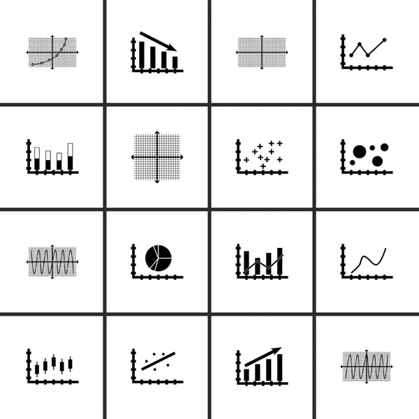 Zestaw wykresów, diagramów i statystyki ikony. Kolekcja Symbol jakości premium. Ikony mogą służyć dla sieci Web, aplikacji i projektowania interfejsu użytkownika. Ilustracja wektorowa, Eps10. — Wektor stockowy