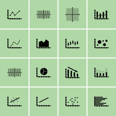 Grafikler, diyagramlar ve istatistik simgeler kümesi. Premium Kalite simgesi derleme. Simgeler, Web, uygulama ve kullanıcı arabirimi tasarımı için kullanılabilir. Vektör çizim, Eps10.