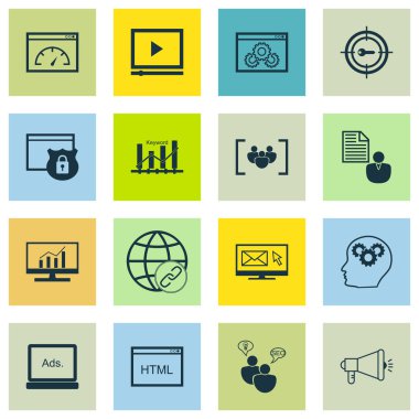 Set Seo, Pazarlama Ve Reklam Simgeleri Müşteri Kısa, Seo Danışmanlık, Sayfa Hız Ve Daha Fazlası. Üstün Kaliteli Eps10 Vektör İllüstrasyon Mobil, Uygulama, Ui Tasarım için.