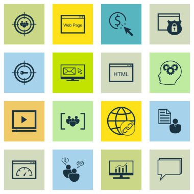 Set Seo, Pazarlama Ve Reklam Simgeleri Seo Danışmanlık, Web Sitesi Koruma, Hedef Anahtar Kelimeler Ve Daha Fazlası. Üstün Kaliteli Eps10 Vektör İllüstrasyon Mobil, Uygulama, Ui Tasarım için.