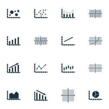 Grafikler, diyagramlar ve istatistik simgeler kümesi. Premium Kalite simgesi derleme. Simgeler, Web, uygulama ve kullanıcı arabirimi tasarımı için kullanılabilir. Vektör çizim, Eps10.