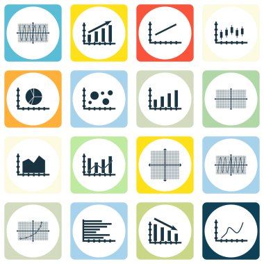 Grafikler, diyagramlar ve istatistik simgeler kümesi. Premium Kalite simgesi derleme. Simgeler, Web, uygulama ve kullanıcı arabirimi tasarımı için kullanılabilir. Vektör çizim, Eps10.