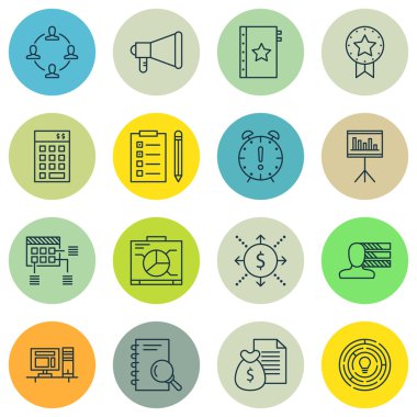 Planlama, İstatistik, Çalışma Alanı ve Daha Fazlası Üzerine Proje Yönetimi Simgeleri Kümesi. Üstün Kaliteli Eps10 Vektör İllüstrasyon Mobil, Uygulama, Ui Tasarım için.