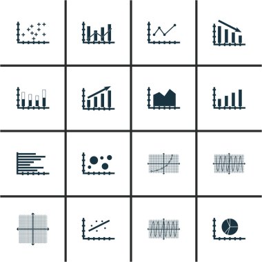 Grafikler, diyagramlar ve istatistik simgeler kümesi. Premium Kalite simgesi derleme. Simgeler, Web, uygulama ve kullanıcı arabirimi tasarımı için kullanılabilir. Vektör çizim, Eps10.