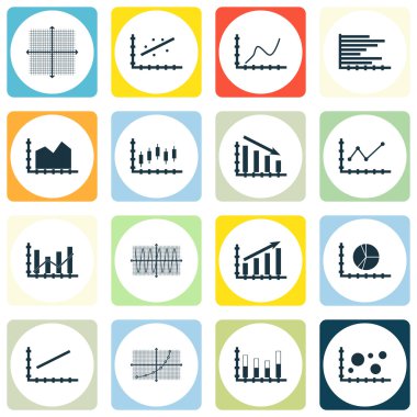 Grafikler, diyagramlar ve istatistik simgeler kümesi. Premium Kalite simgesi derleme. Simgeler, Web, uygulama ve kullanıcı arabirimi tasarımı için kullanılabilir. Vektör çizim, Eps10.