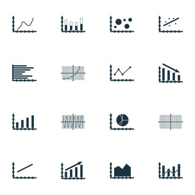 Grafikler, diyagramlar ve istatistik simgeler kümesi. Premium Kalite simgesi derleme. Simgeler, Web, uygulama ve kullanıcı arabirimi tasarımı için kullanılabilir. Vektör çizim, Eps10.