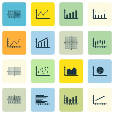 Grafikler, diyagramlar ve istatistik simgeler kümesi. Premium Kalite simgesi derleme. Simgeler, Web, uygulama ve kullanıcı arabirimi tasarımı için kullanılabilir. Vektör çizim, Eps10.