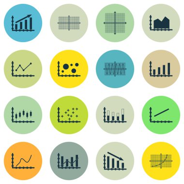 Grafikler, diyagramlar ve istatistik simgeler kümesi. Premium Kalite simgesi derleme. Simgeler, Web, uygulama ve kullanıcı arabirimi tasarımı için kullanılabilir. Vektör çizim, Eps10.