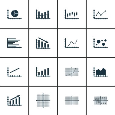 Grafikler, diyagramlar ve istatistik simgeler kümesi. Premium Kalite simgesi derleme. Simgeler, Web, uygulama ve kullanıcı arabirimi tasarımı için kullanılabilir. Vektör çizim, Eps10.