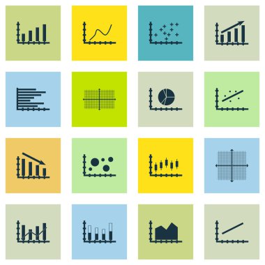 Grafikler, diyagramlar ve istatistik simgeler kümesi. Premium Kalite simgesi derleme. Simgeler, Web, uygulama ve kullanıcı arabirimi tasarımı için kullanılabilir. Vektör çizim, Eps10.
