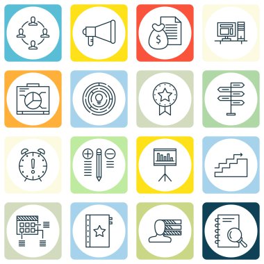 Kişilik, Araştırma, Takım Çalışması Ve Daha Fazlası Üzerine Proje Yönetimi Simgeleri Seti. Üstün Kaliteli Eps10 Vektör İllüstrasyon Mobil, Uygulama, Ui Tasarım için.