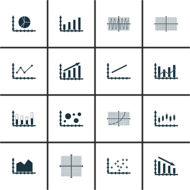 Grafikler, diyagramlar ve istatistik simgeler kümesi. Premium Kalite simgesi derleme. Simgeler, Web, uygulama ve kullanıcı arabirimi tasarımı için kullanılabilir. Vektör çizim, Eps10.