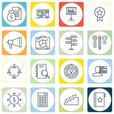 Çalışma Alanı, Grafik, Yaratıcılık ve Daha Fazlası Üzerine Proje Yönetimi Simgeleri Ayarlayın. Üstün Kaliteli Eps10 Vektör İllüstrasyon Mobil, Uygulama, Ui Tasarım için.