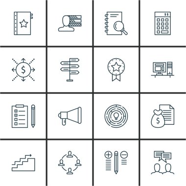 Çalışma Alanı, Grafikler, Takım Çalışması ve Daha Fazlası Üzerine Proje Yönetimi Simgeleri Ayarlayın. Üstün Kaliteli Eps10 Vektör İllüstrasyon Mobil, Uygulama, Ui Tasarım için.