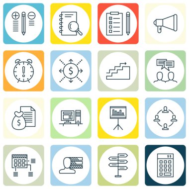 Takım Toplantısı, Promosyon, Para Geliri Ve Daha Fazlası Proje Yönetimi Simgeleri Ayarlayın. Üstün Kaliteli Eps10 Vektör İllüstrasyon Mobil, Uygulama, Ui Tasarım için.