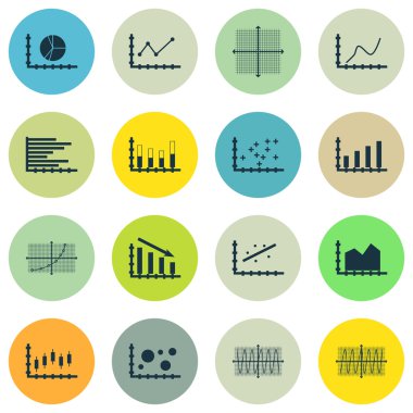 Grafikler, diyagramlar ve istatistik simgeler kümesi. Premium Kalite simgesi derleme. Simgeler, Web, uygulama ve kullanıcı arabirimi tasarımı için kullanılabilir. Vektör çizim, Eps10.