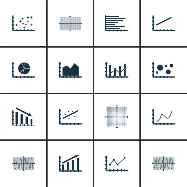 Grafikler, diyagramlar ve istatistik simgeler kümesi. Premium Kalite simgesi derleme. Simgeler, Web, uygulama ve kullanıcı arabirimi tasarımı için kullanılabilir. Vektör çizim, Eps10.