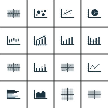 Grafikler, diyagramlar ve istatistik simgeler kümesi. Premium Kalite simgesi derleme. Simgeler, Web, uygulama ve kullanıcı arabirimi tasarımı için kullanılabilir. Vektör çizim, Eps10.