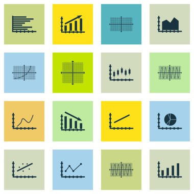 Grafikler, diyagramlar ve istatistik simgeler kümesi. Premium Kalite simgesi derleme. Simgeler, Web, uygulama ve kullanıcı arabirimi tasarımı için kullanılabilir. Vektör çizim, Eps10.