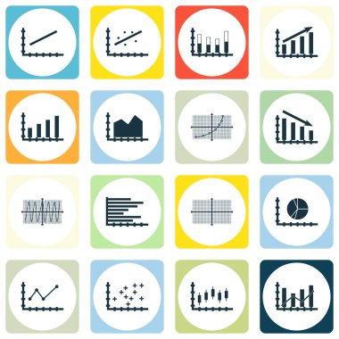 Grafikler, diyagramlar ve istatistik simgeler kümesi. Premium Kalite simgesi derleme. Simgeler, Web, uygulama ve kullanıcı arabirimi tasarımı için kullanılabilir. Vektör çizim, Eps10.