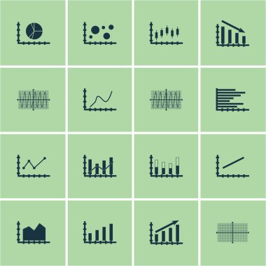Grafikler, diyagramlar ve istatistik simgeler kümesi. Premium Kalite simgesi derleme. Simgeler, Web, uygulama ve kullanıcı arabirimi tasarımı için kullanılabilir. Vektör çizim, Eps10.