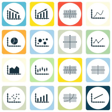 Grafikler, diyagramlar ve istatistik simgeler kümesi. Premium Kalite simgesi derleme. Simgeler, Web, uygulama ve kullanıcı arabirimi tasarımı için kullanılabilir. Vektör çizim, Eps10.
