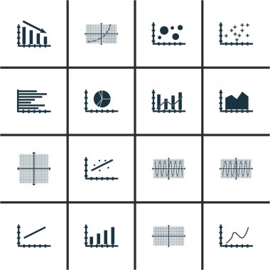 Grafikler, diyagramlar ve istatistik simgeler kümesi. Premium Kalite simgesi derleme. Simgeler, Web, uygulama ve kullanıcı arabirimi tasarımı için kullanılabilir. Vektör çizim, Eps10.