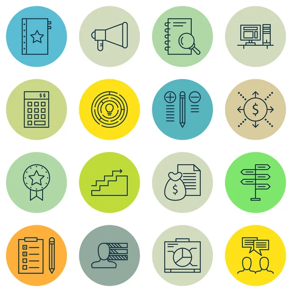 Set Of Project Management Icons On Decision Making, Graph, Workspace And More. Premium Quality EPS10 Vector Illustration For Mobile, App, UI Design. — Stock Vector