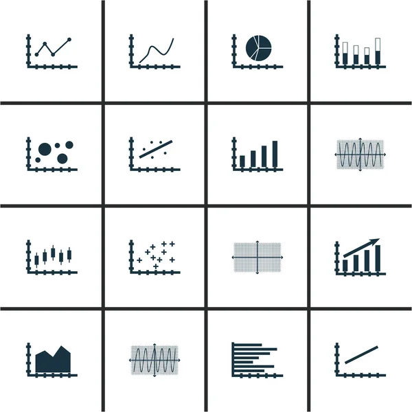 Conjunto de gráficos, diagramas e iconos estadísticos. Colección de Símbolos de Calidad Premium. Los iconos se pueden utilizar para el diseño de la tela, de la aplicación y de Ui. Ilustración vectorial, EPS10 . — Vector de stock