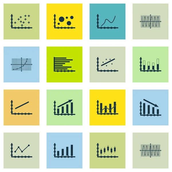 Set Of Graphs, Diagrams And Statistics Icons. Premium Quality Symbol Collection. Icons Can Be Used For Web, App And UI Design. Vector Illustration, EPS10. — Stock Vector