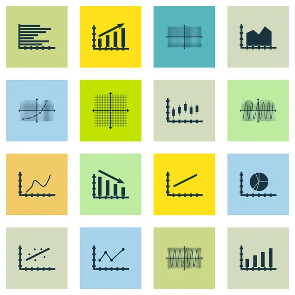 Uppsättning av grafer, diagram och statistik ikoner. Premium kvalitet Symbol Collection. Ikoner kan användas för webb, App och Ui Design. Vektorillustration, Eps10. — Stock vektor