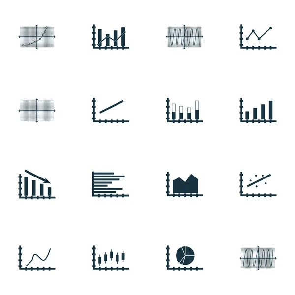 Uppsättning av grafer, diagram och statistik ikoner. Premium kvalitet Symbol Collection. Ikoner kan användas för webb, App och Ui Design. Vektorillustration, Eps10. — Stock vektor