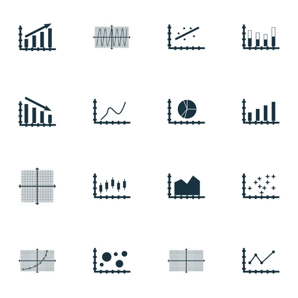 Uppsättning av grafer, diagram och statistik ikoner. Premium kvalitet Symbol Collection. Ikoner kan användas för webb, App och Ui Design. Vektorillustration, Eps10. — Stock vektor