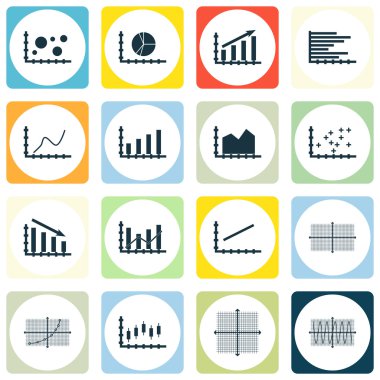 Grafikler, diyagramlar ve istatistik simgeler kümesi. Premium Kalite simgesi derleme. Simgeler, Web, uygulama ve kullanıcı arabirimi tasarımı için kullanılabilir. Vektör çizim, Eps10.