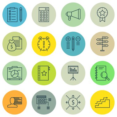 Karar Verme, Grafikler, Görev Listesi ve Daha Fazlası Üzerine Proje Yönetimi Simgeleri Ayarlayın. Üstün Kaliteli Eps10 Vektör İllüstrasyon Mobil, Uygulama, Ui Tasarım için.