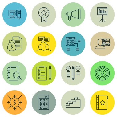 Kişilik, İstatistik, Araştırma ve Daha Fazlası Üzerine Proje Yönetimi Simgeleri Kümesi. Üstün Kaliteli Eps10 Vektör İllüstrasyon Mobil, Uygulama, Ui Tasarım için.