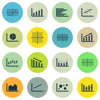 Grafikler, diyagramlar ve istatistik simgeler kümesi. Premium Kalite simgesi derleme. Simgeler, Web, uygulama ve kullanıcı arabirimi tasarımı için kullanılabilir. Vektör çizim, Eps10.