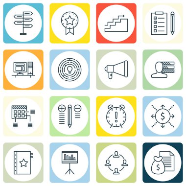 Karar Verme, İstatistikler, Son Tarih ve Daha Fazlası Proje Yönetimi Simgeleri Ayarlayın. Üstün Kaliteli Eps10 Vektör İllüstrasyon Mobil, Uygulama, Ui Tasarım için.