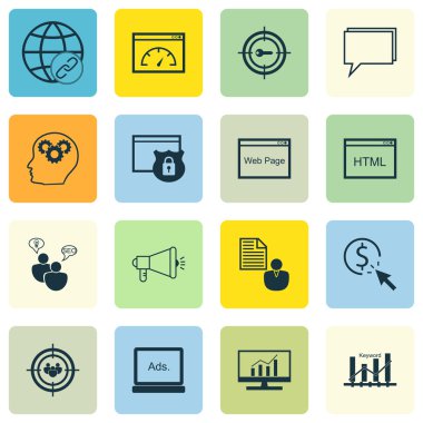 Set Seo, Pazarlama ve Reklam Simgeleri On Pay Per Click, Client Brief, Web Page And more. Üstün Kaliteli Eps10 Vektör İllüstrasyon Mobil, Uygulama, Ui Tasarım için.