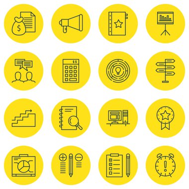 Set Of Project Management Icons On Quality Management, Statistics, Team Meeting And More. Premium Quality EPS10 Vector Illustration For Mobile, App, UI Design.