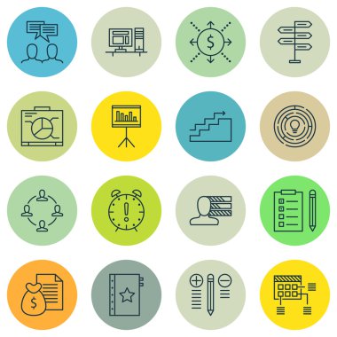 Set Of Project Management Icons On Quality Management, Team Meeting, Task List And More. Premium Quality EPS10 Vector Illustration For Mobile, App, UI Design.