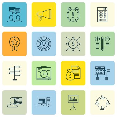 Karar Verme, En İyi Çözüm, Ödül Ve Daha Fazlası Üzerine Proje Yönetimi Simgeleri Ayarlayın. Üstün Kaliteli Eps10 Vektör İllüstrasyon Mobil, Uygulama, Ui Tasarım için.